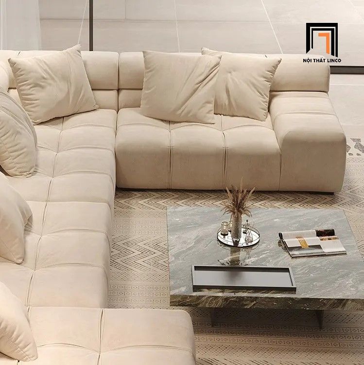 Set ghế sofa U da công nghiệp UT21 Brooker 3m4 xám trắng