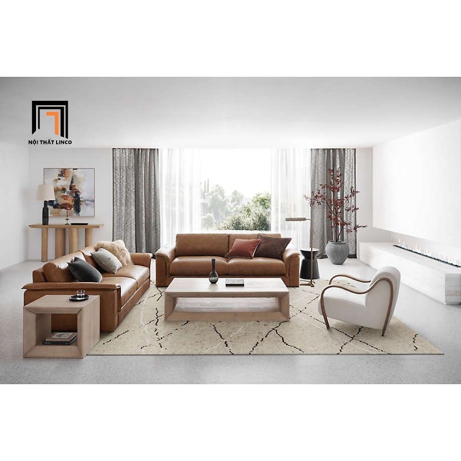 Ghế sofa băng da công nghiệp đẹp BT311 Wythe 1m9 sang trọng
