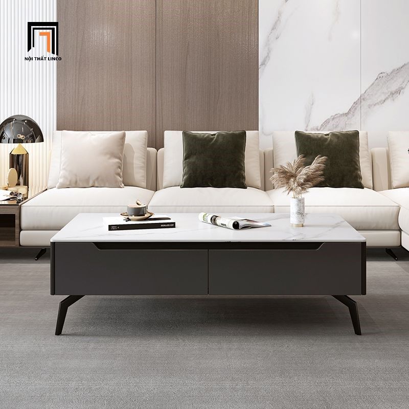Bàn sofa chữ nhật phòng khách hiện đại BSF36 Camel đá trắng
