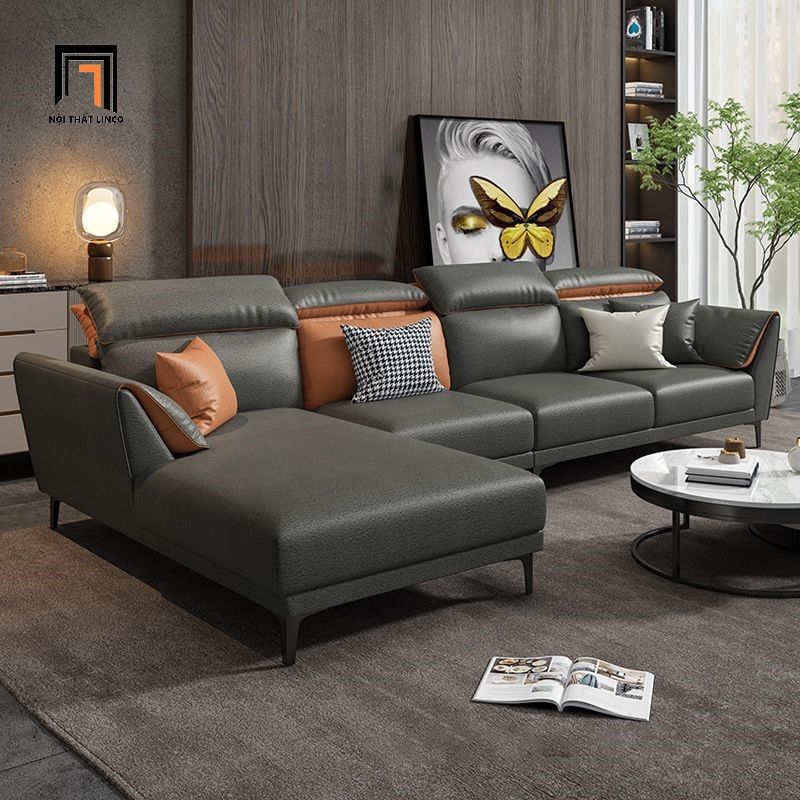 Bộ ghế sofa góc L gật gù GT212 Khalaf 3m x 1m6 da công nghiệp
