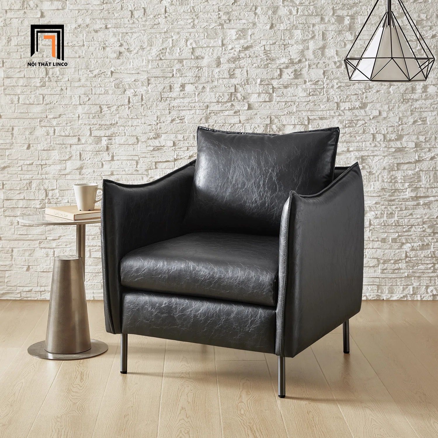 Ghế sofa đơn nhỏ gọn bọc da Pu DT102 Eamor màu nâu giá rẻ
