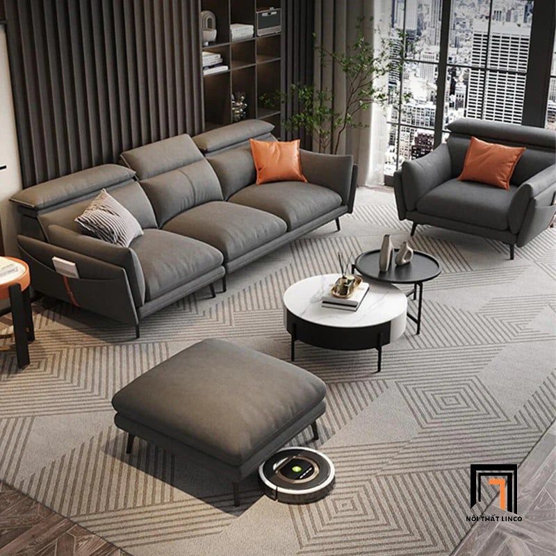Ghế sofa góc L gật gù thư giãn GT222 Numan 3m2 x 1m7 xám nỉ