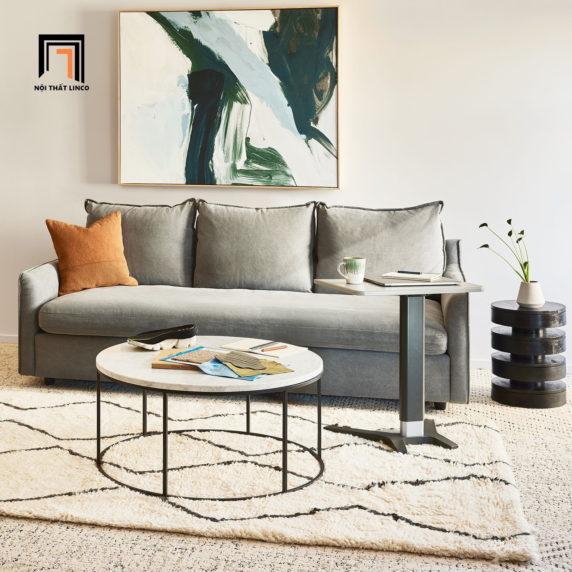 Ghế sofa băng vải nỉ nhung 2m BT124 Easton xám lông chuột