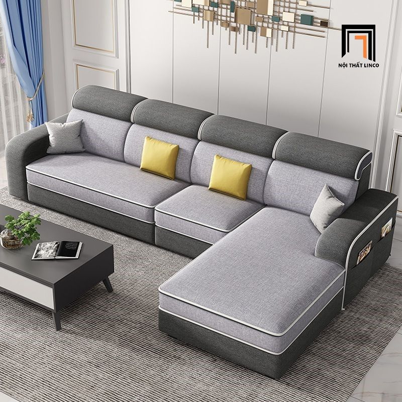 Ghế sofa góc L xám lông chuột GT181 Tunica 2m8 x 1m6 giá rẻ