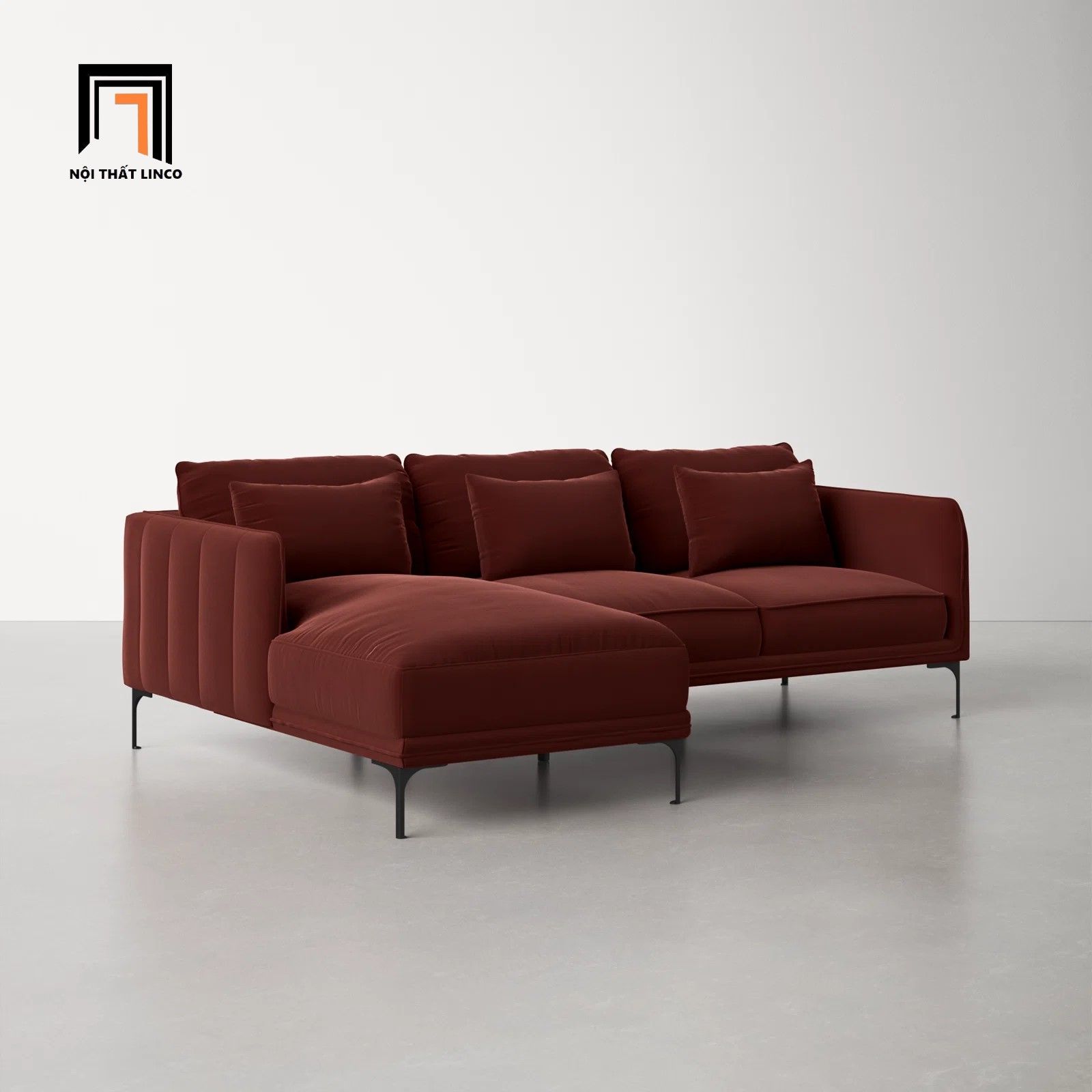 Bộ ghế sofa góc GT73 Orchad 2m2 x 1m6 xám đen vải nhung nỉ