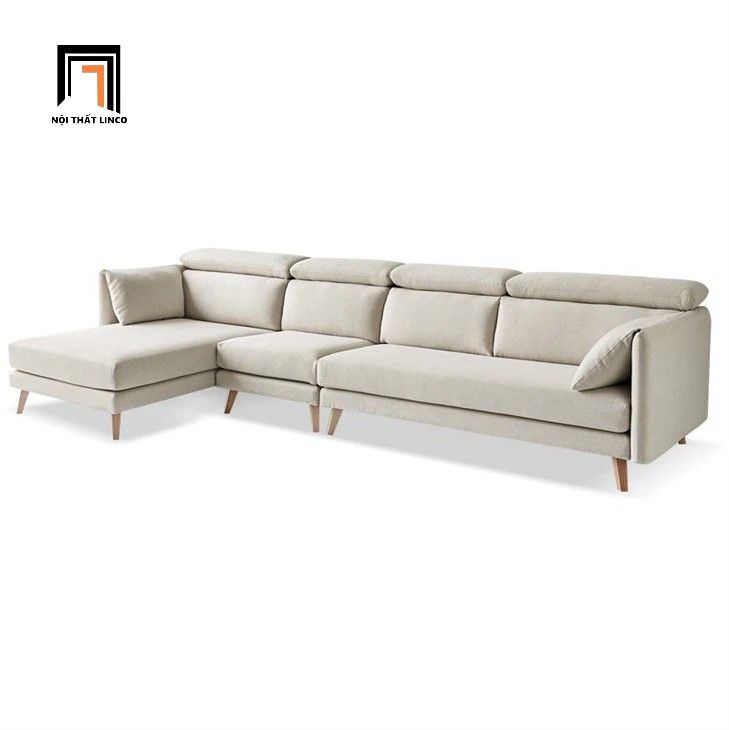 Bộ ghế sofa góc L đẹp trắng kem GT255 Pecos 3m x 1m6 gật gù
