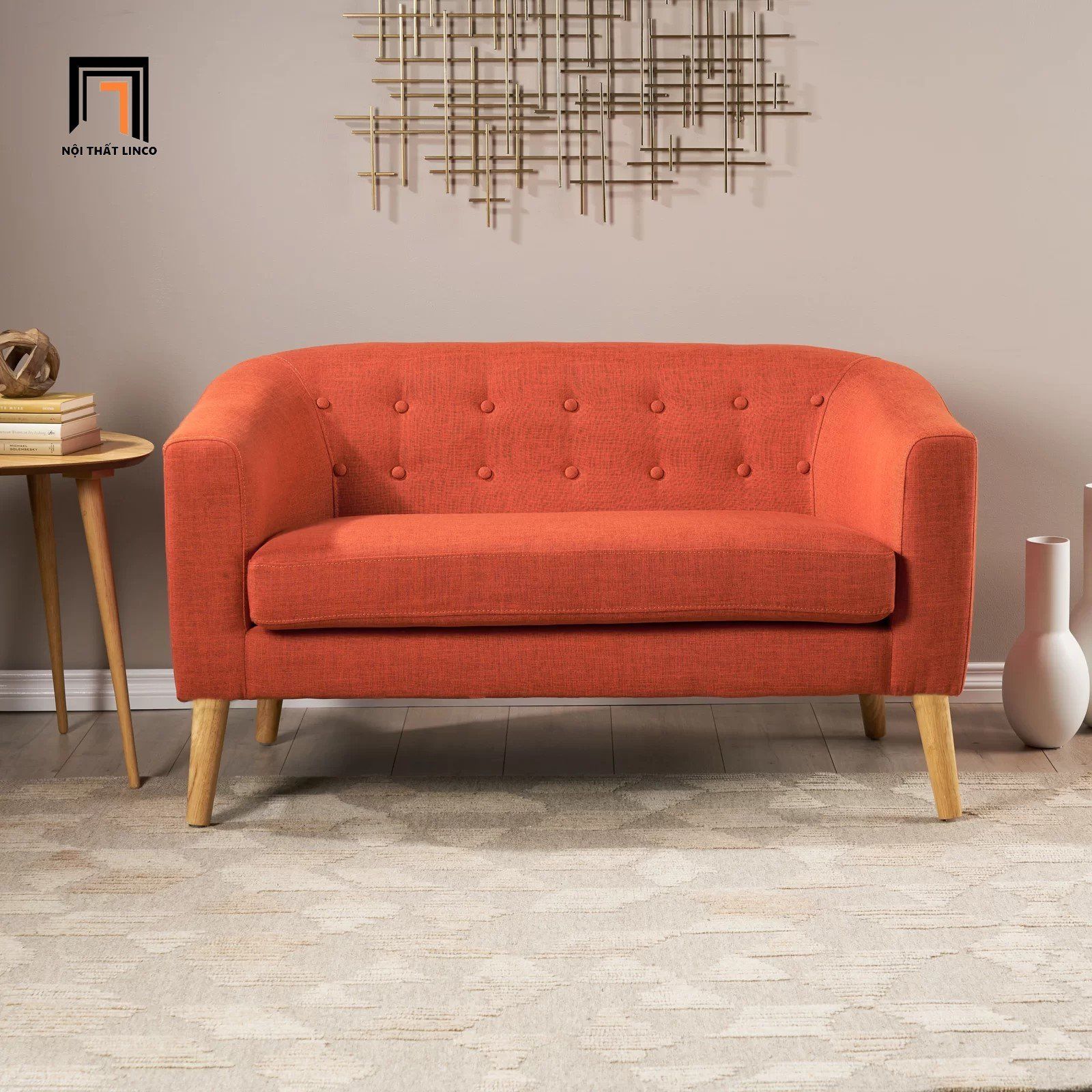 Ghế sofa băng cho phòng trọ màu cam BT208 Decato dài 1m2 giá rẻ