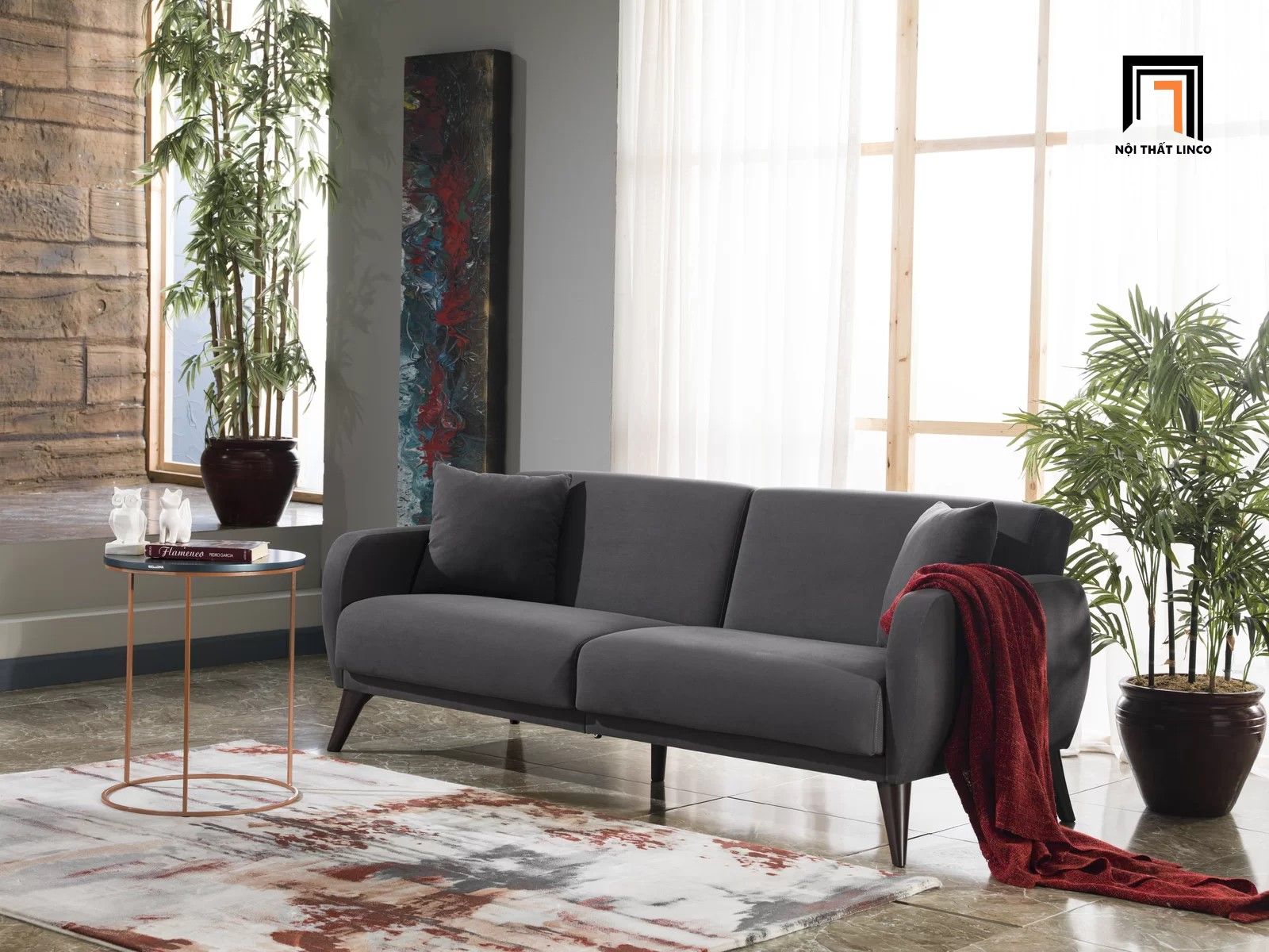 Ghế sofa giường đa năng giá rẻ GB56 Sofox 1m9 vải nhung