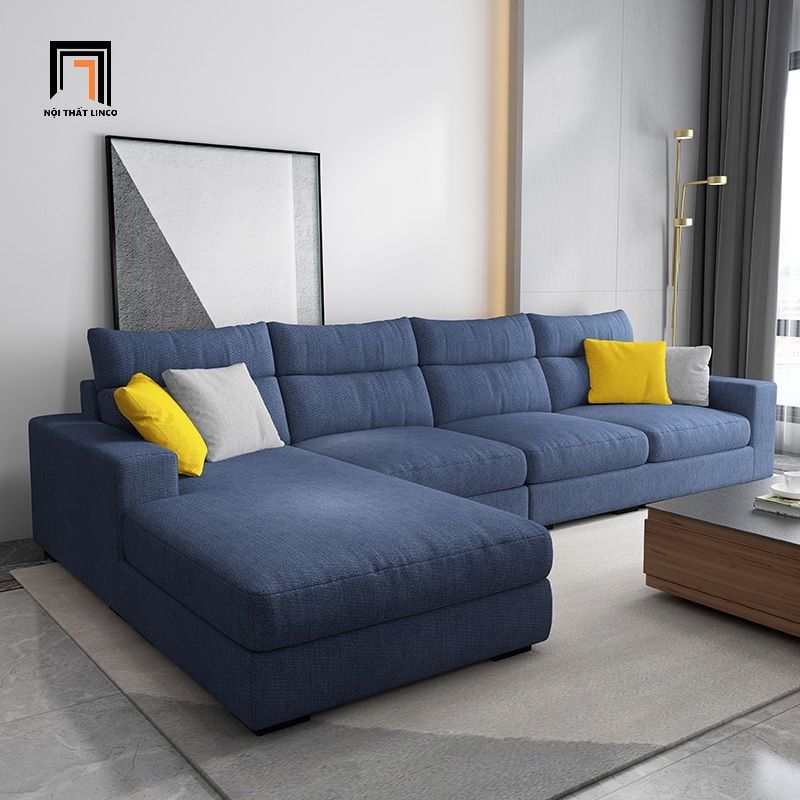 Bộ ghế sofa nệm góc L 3m x 1m6 GT196 Elviso vải nỉ sang trọng