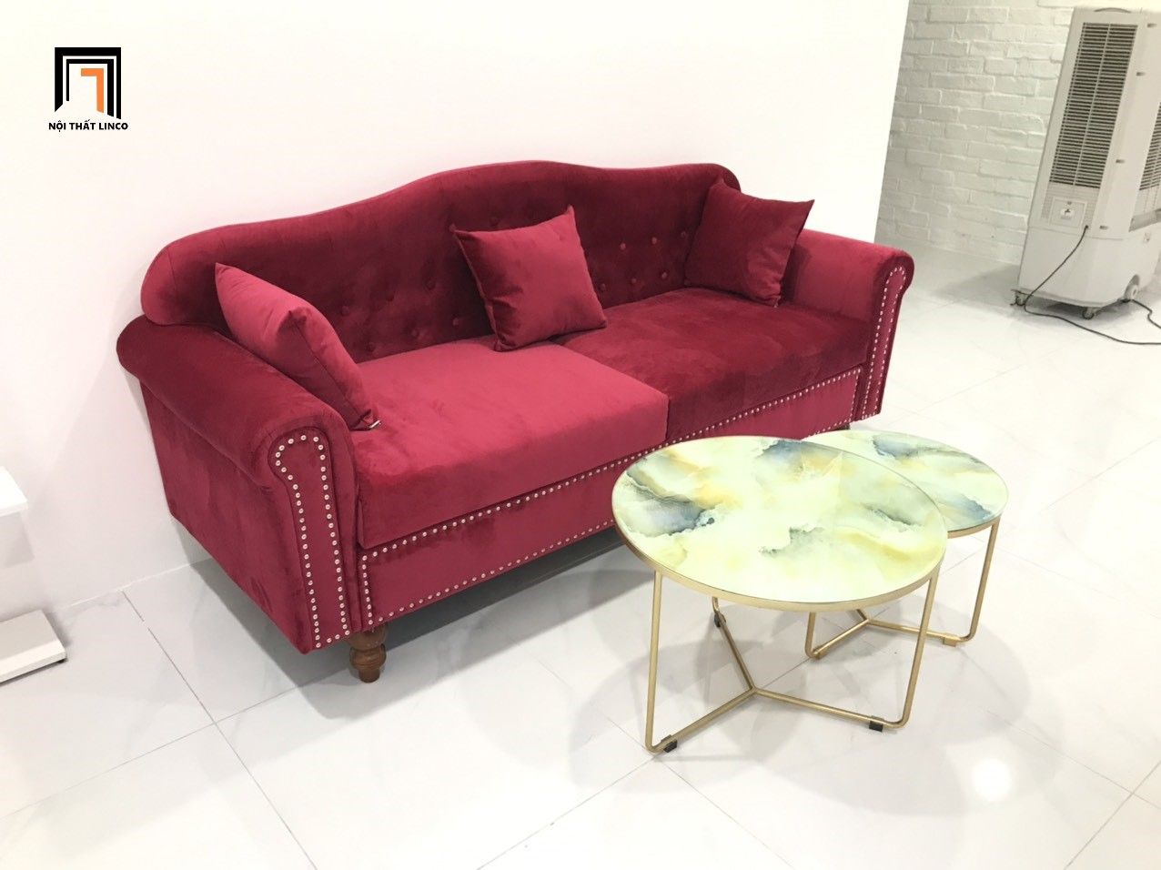 Ghế sofa băng đỏ đô cho cửa hàng BT162 Quena 2m đỏ đô