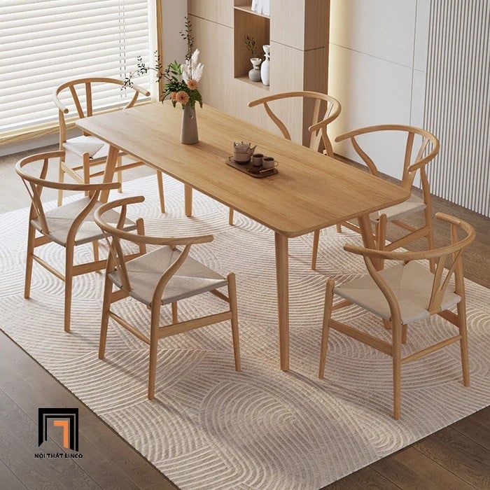 Bộ bàn ăn 6 ghế gỗ cong 29-KH6-G59-B108 cho phòng bếp rộng