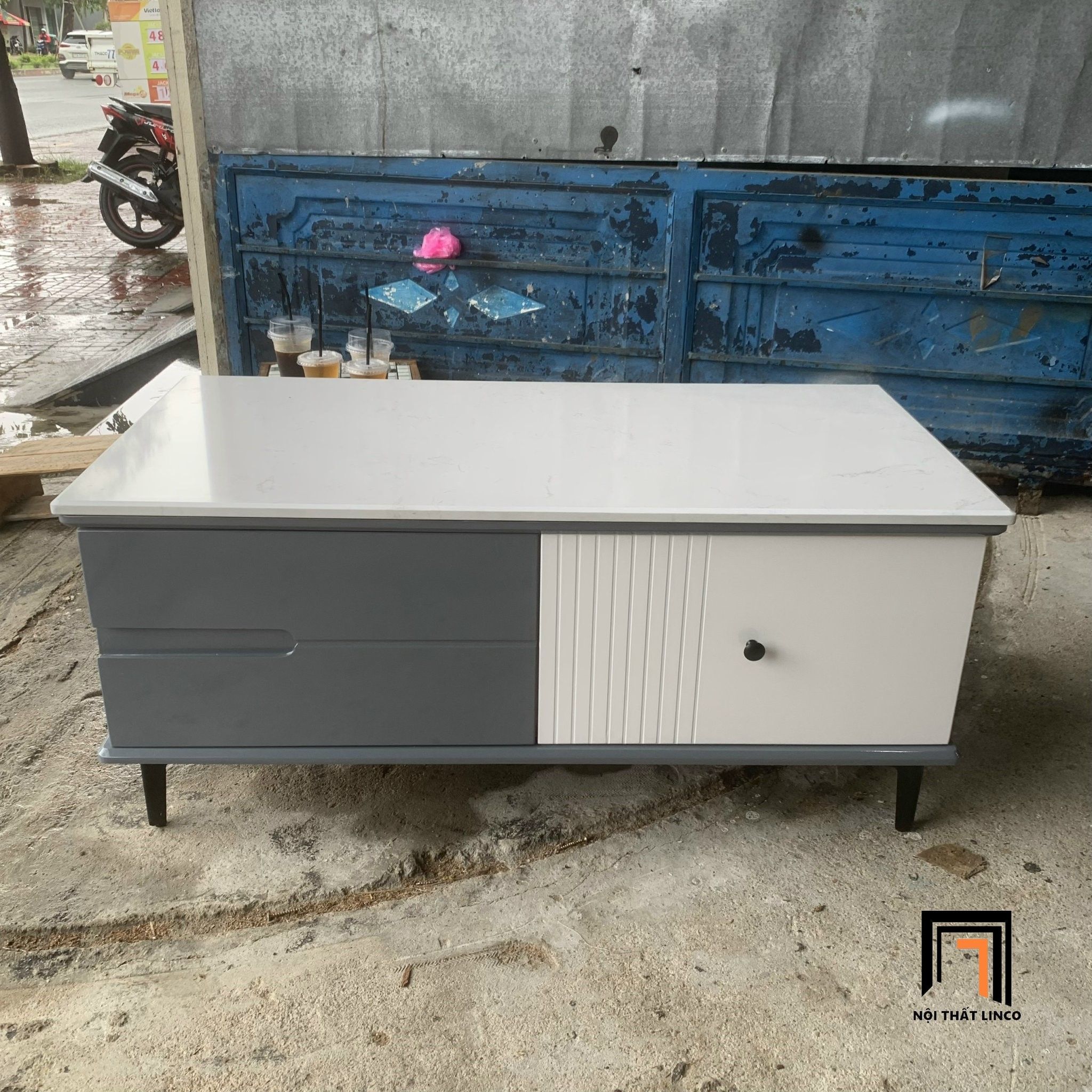 Bàn sofa phòng khách mặt đá trắng 1m x 50 BTPK7 Caisei giá rẻ