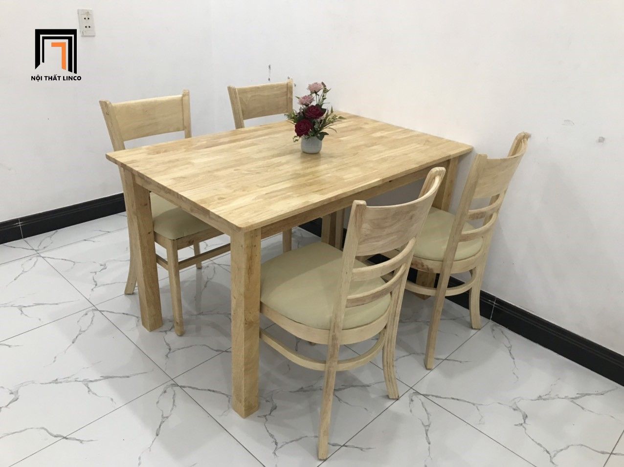 Bộ bàn ăn 4 ghế giá rẻ 1-KH4-G02-B108-go phòng bếp gia đình