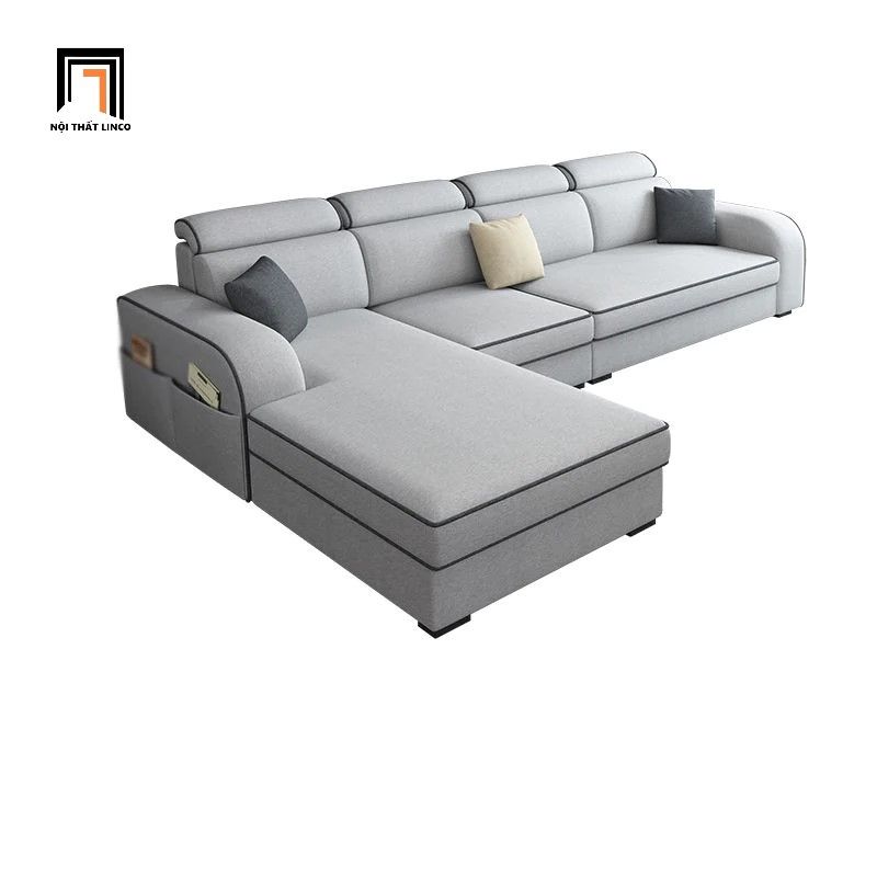 Bộ ghế sofa góc 2m2 x 1m7 nhỏ gọn GT114 Covina màu xám trắng