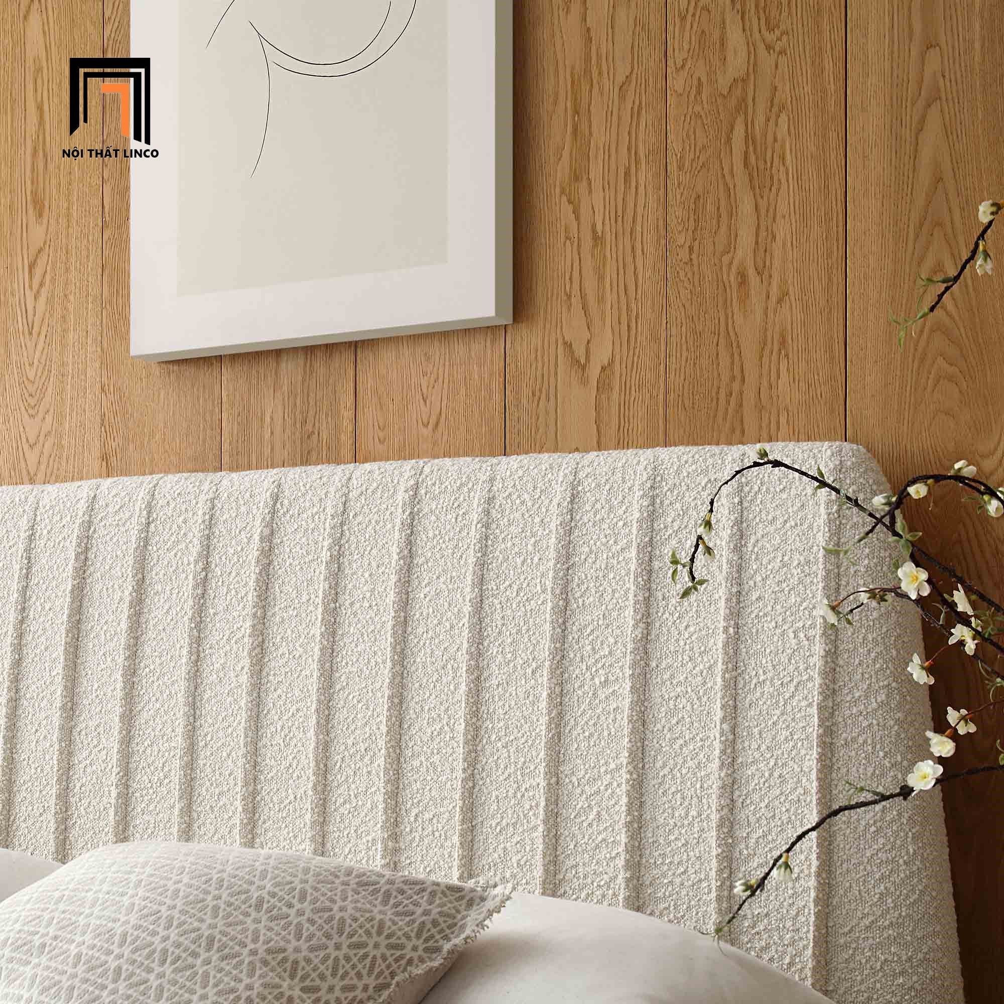 Giường ngủ bọc nệm cho gia đình GN66 Helia vải lông cừu đẹp