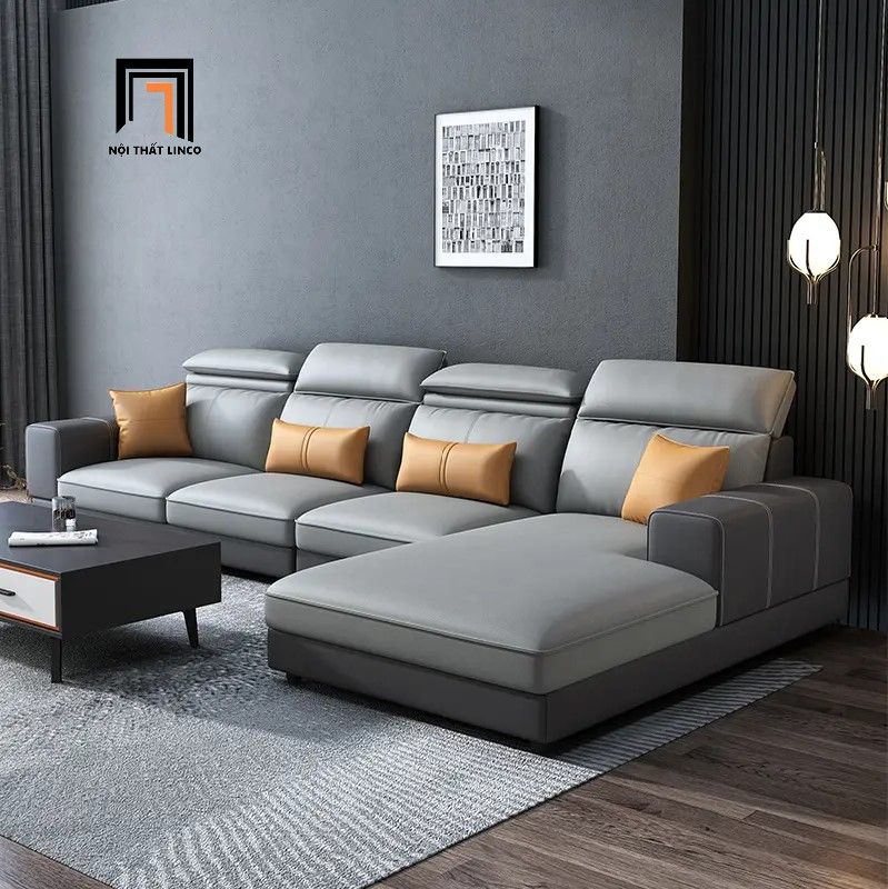 Bộ ghế sofa góc L cao cấp GT258 Zion 3m x 1m6 bọc da đẹp