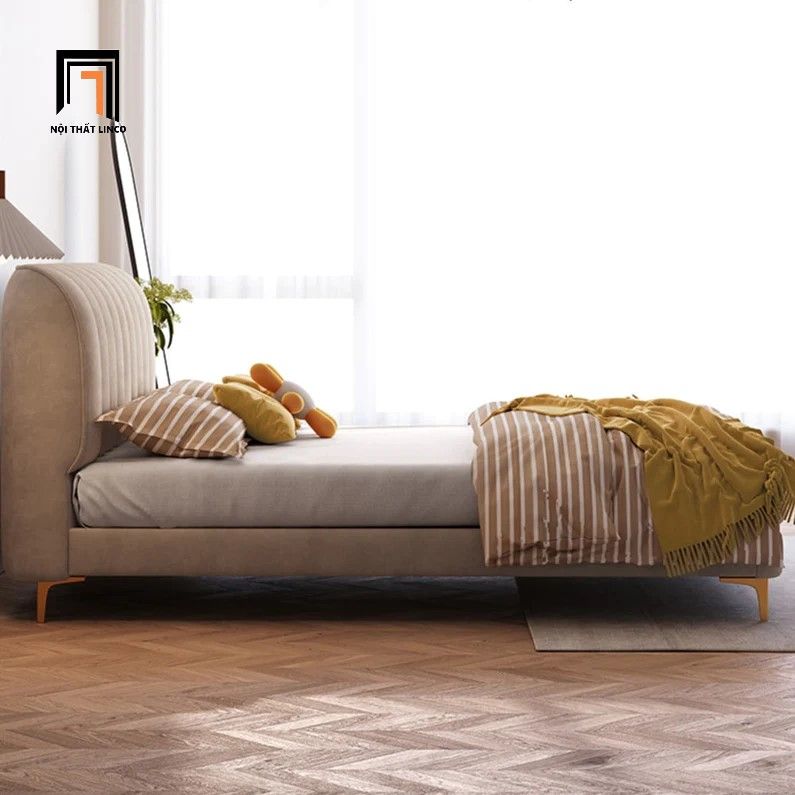 Giường ngủ bọc nệm cao cấp GN53 Cato bọc vải nhung hiện đại