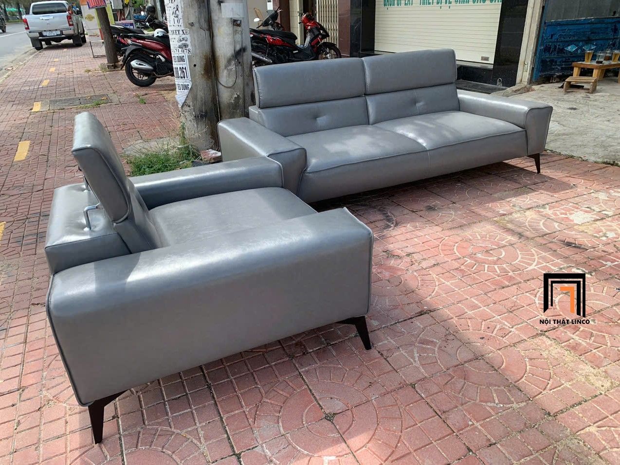 Bộ ghế sofa gật gù KT141 Weta da giả bóng cho phòng khách