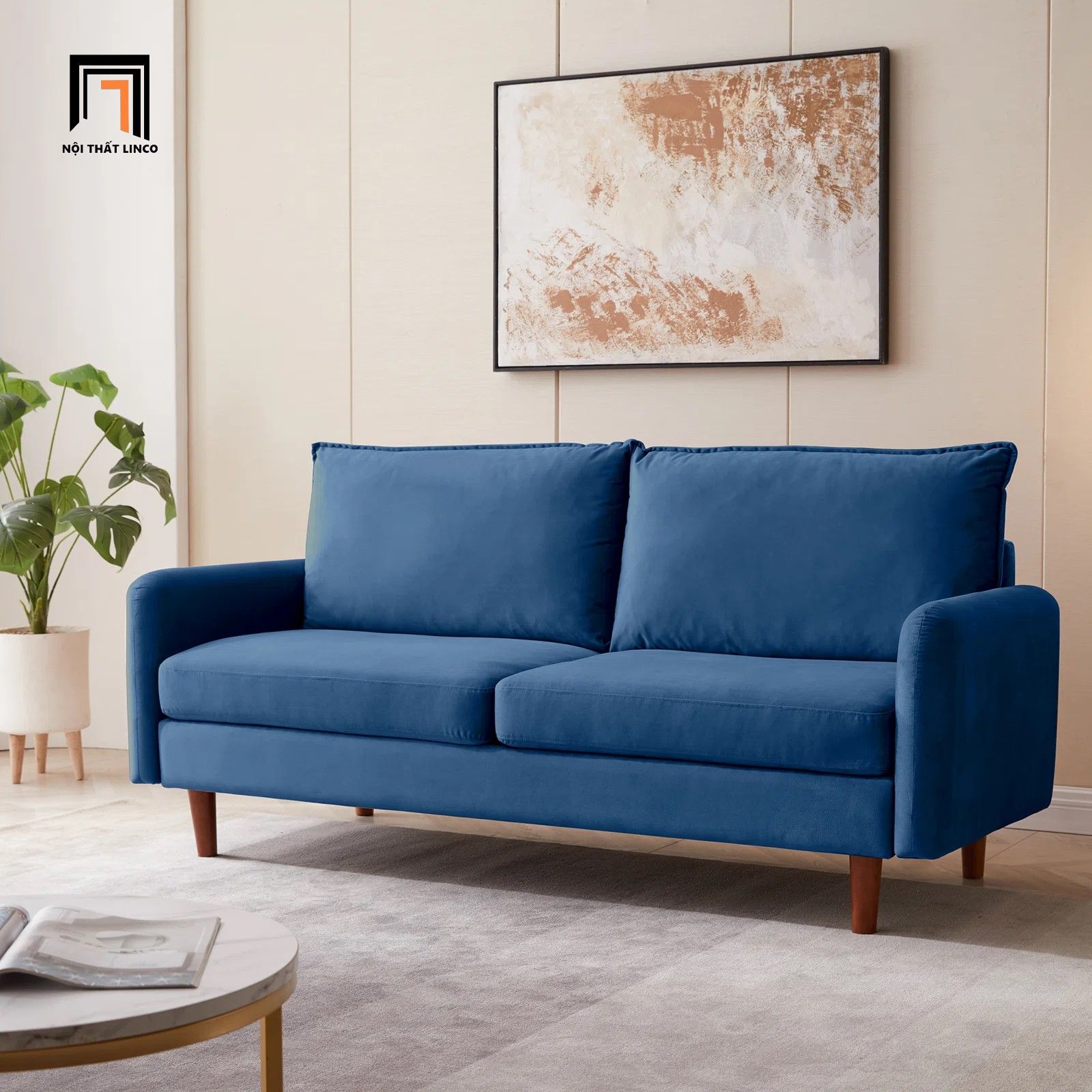 Ghế sofa băng đôi nhỏ gọn dài 1m8 BT219 Lambo màu vàng chanh