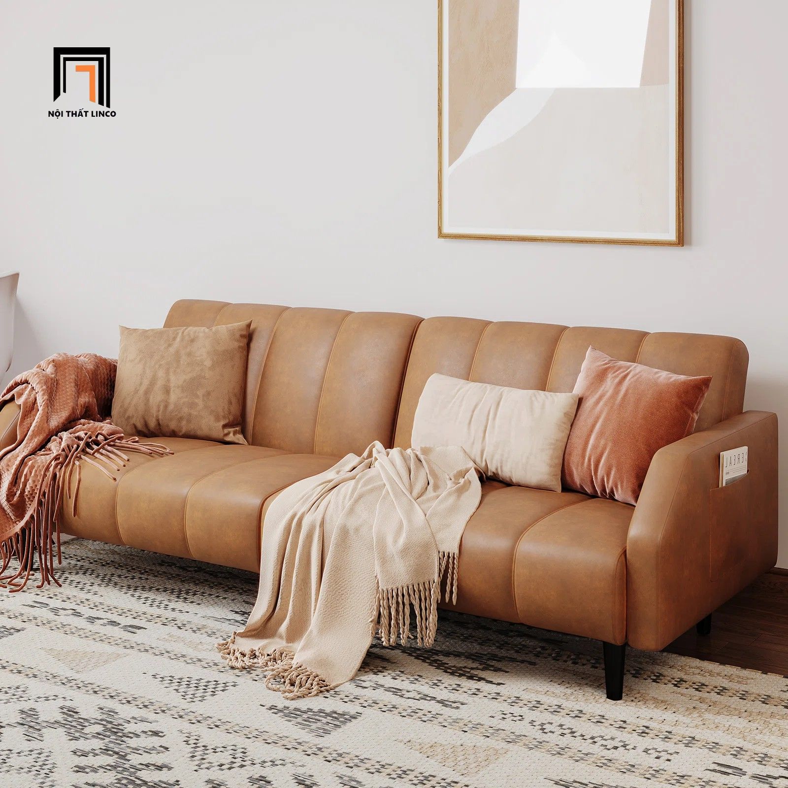 Sofa bed bật giường da công nghiệp GB98 Fabry 2m hiện đại