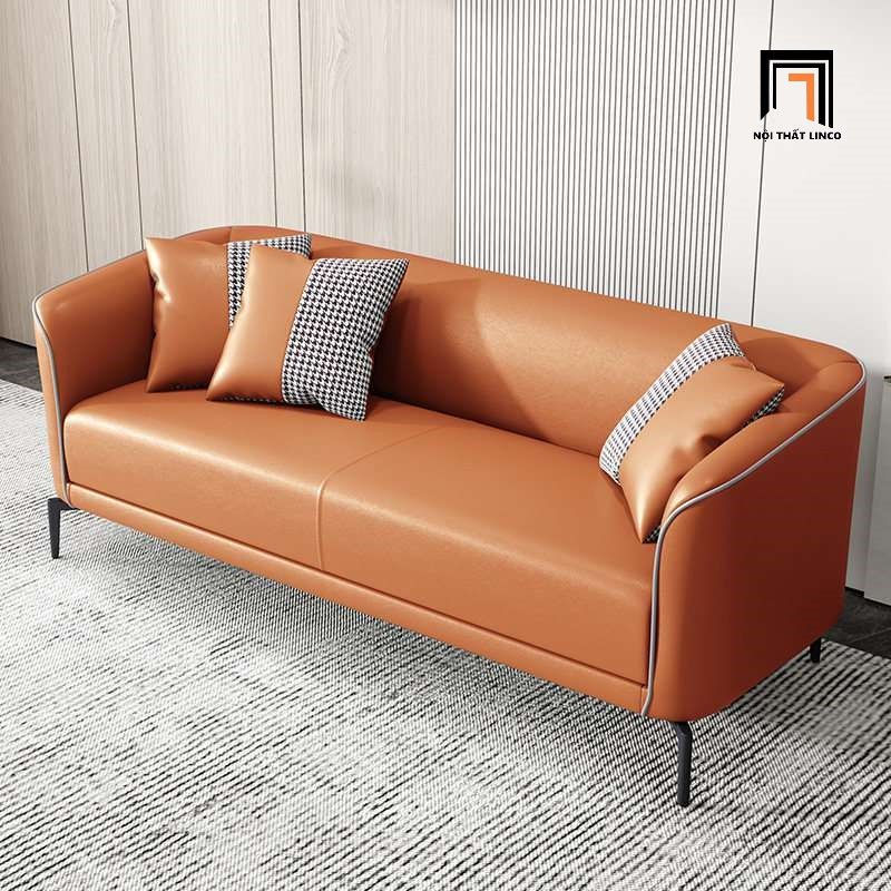 Set ghế sofa bọc da giả KT67 Polan hiện đại màu xanh lá