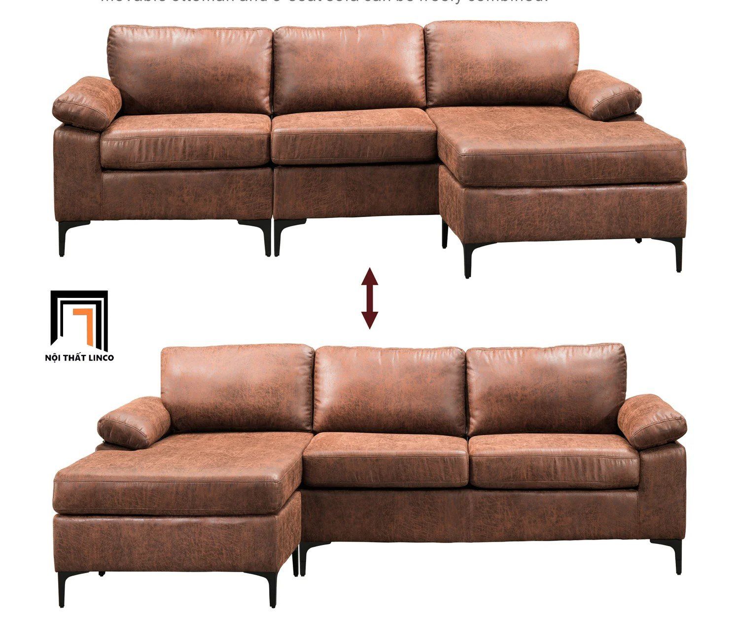 Bộ ghế sofa góc GT24 Mckenny 2m4 x 1m6 da giả cao cấp