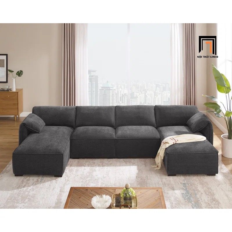 Set ghế sofa U phòng khách thư giãn UT28 Dermott 3m2 giá rẻ
