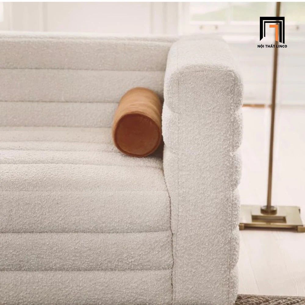 Ghế sofa băng dài 1m5 vải lông cừu BT146 Benn màu trắng kem