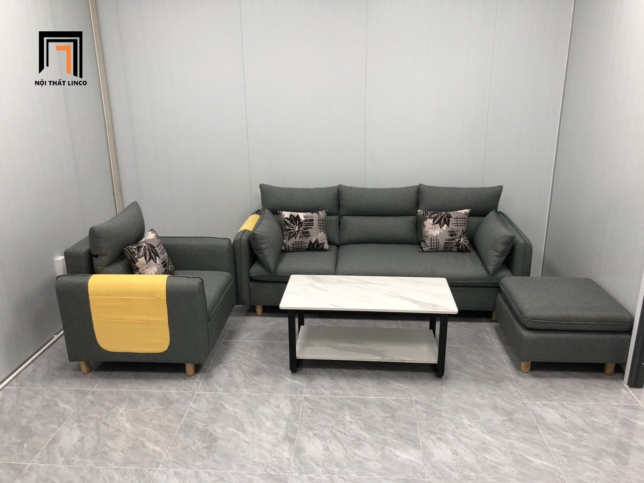 Combo 2 sofa văn phòng giá rẻ KT140 Colton xám lông chuột
