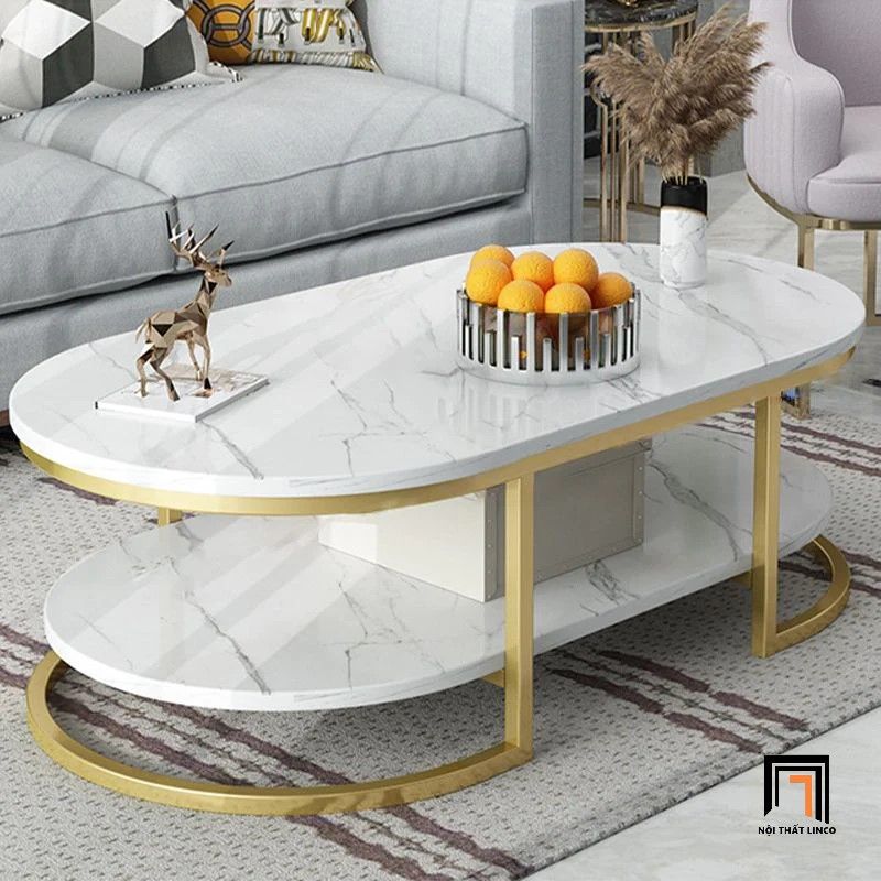 Bàn sofa đẹp 1m x 50 mặt đá oval BSF16 Keen cho gia đình nhỏ