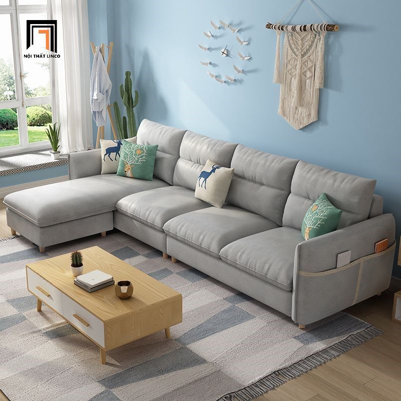 Ghế sofa góc màu xanh dương 2m9 x 1m6 GT227 Dubro giá rẻ