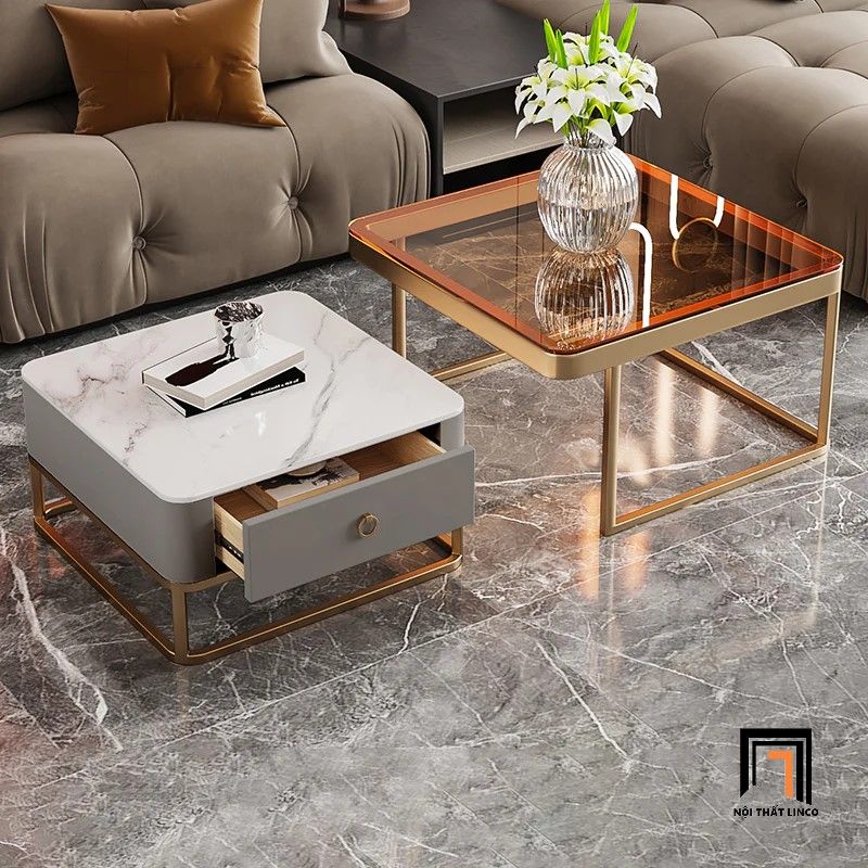 Cặp bàn sofa mặt vuông cao cấp BSF23 Copeheim cho căn hộ