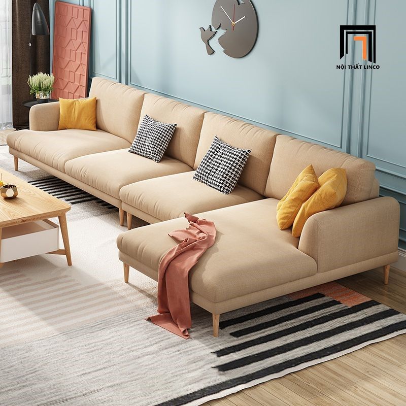Bộ ghế sofa vải nỉ màu be KT79 Mosa giá rẻ cho phòng khách