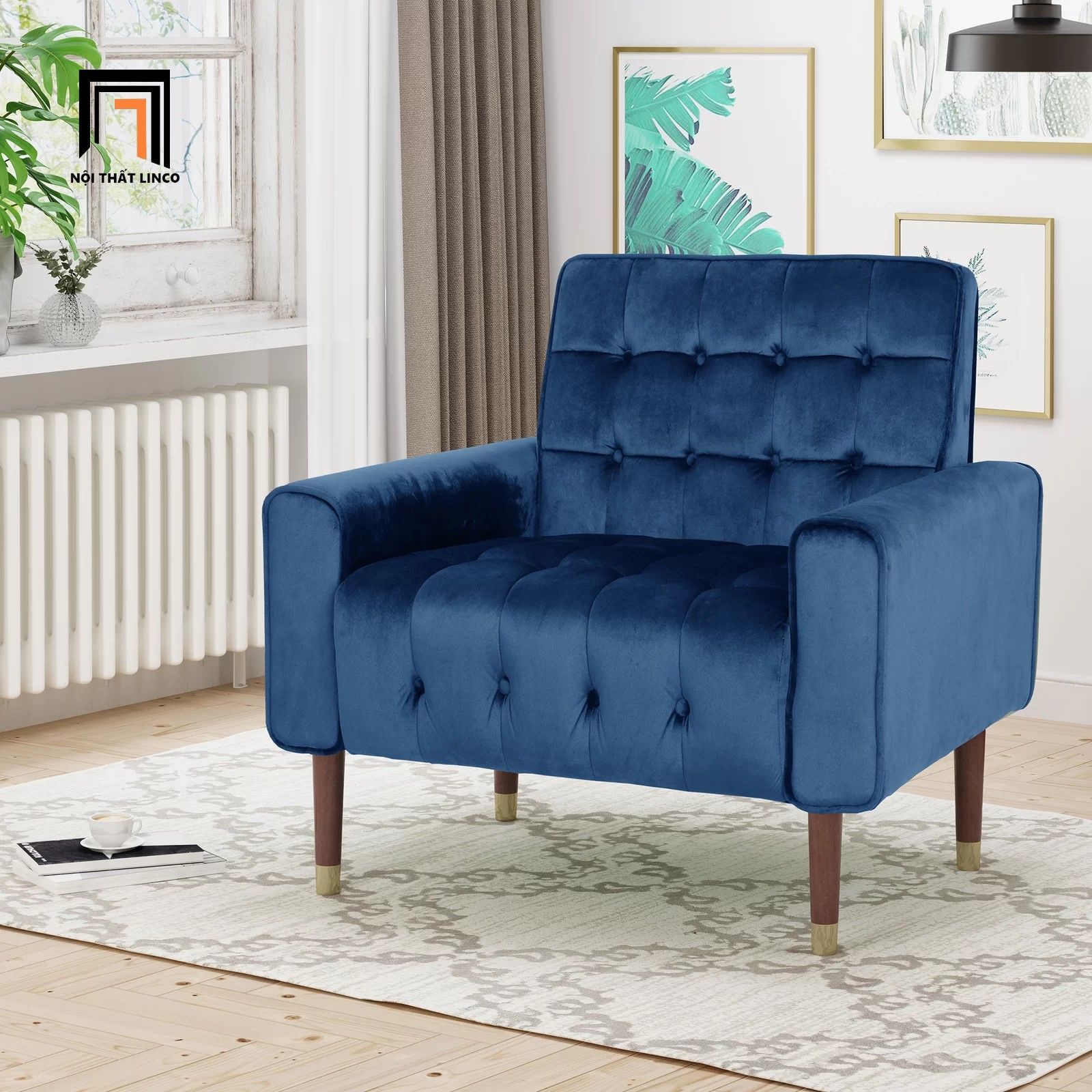 Ghế sofa đơn 1 người ngồi cho shop tiệm DT41 Wyton vải nhung
