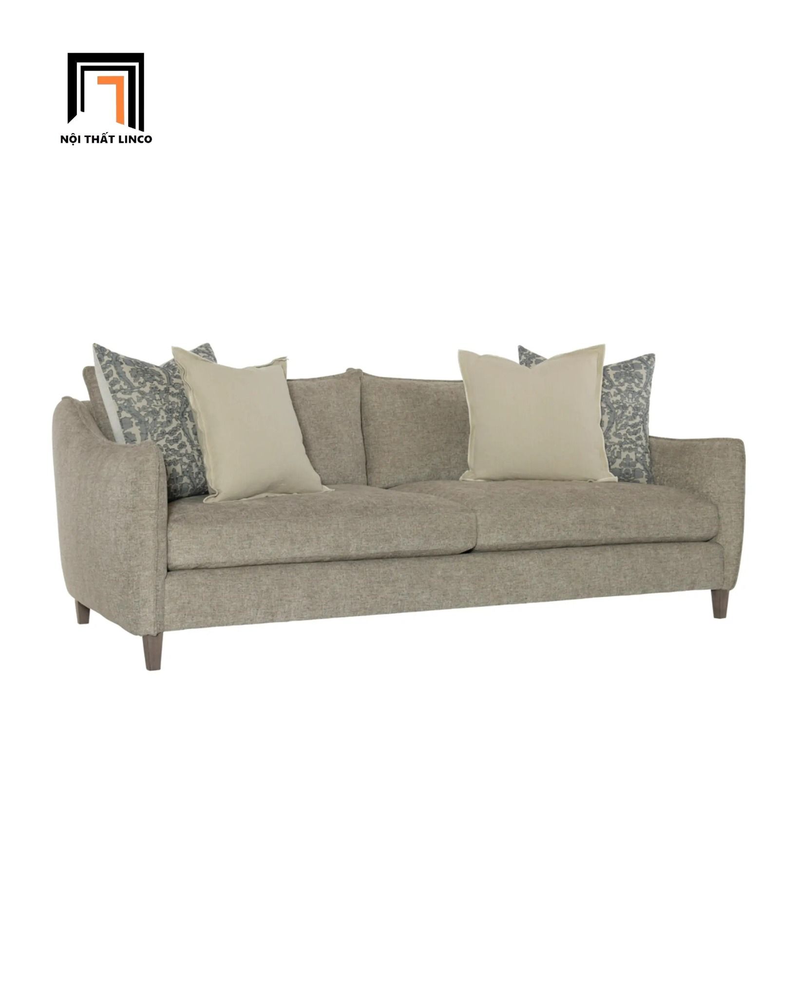 Ghế sofa văng vải nỉ đẹp BT114 Bernhat dài 2m xám trắng