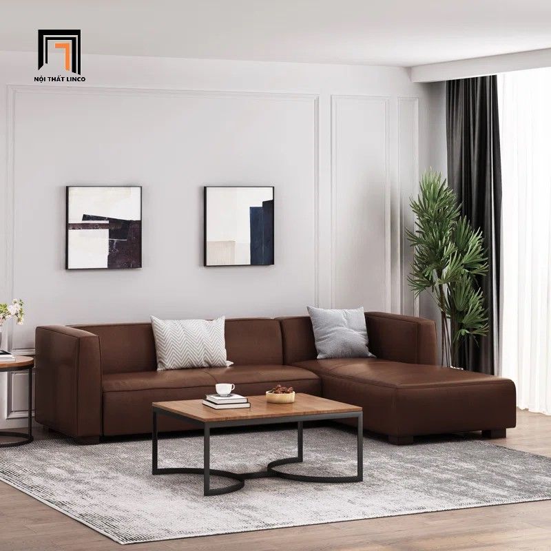 Ghế sofa góc chữ L da Pu GT214 Goyette 2m4 x 1m6 cho căn hộ