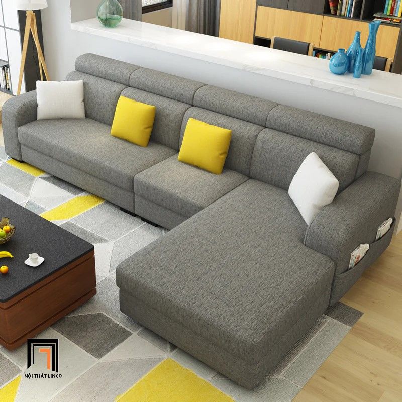 Ghế sofa góc chữ L 3m2 x 1m8 GT124 Desol phòng khách gia đình
