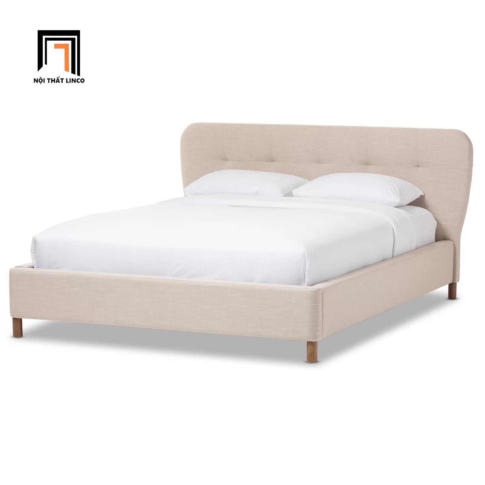 Giường ngủ bọc nệm xinh xắn GN27 Muraka vải nỉ bố giá rẻ