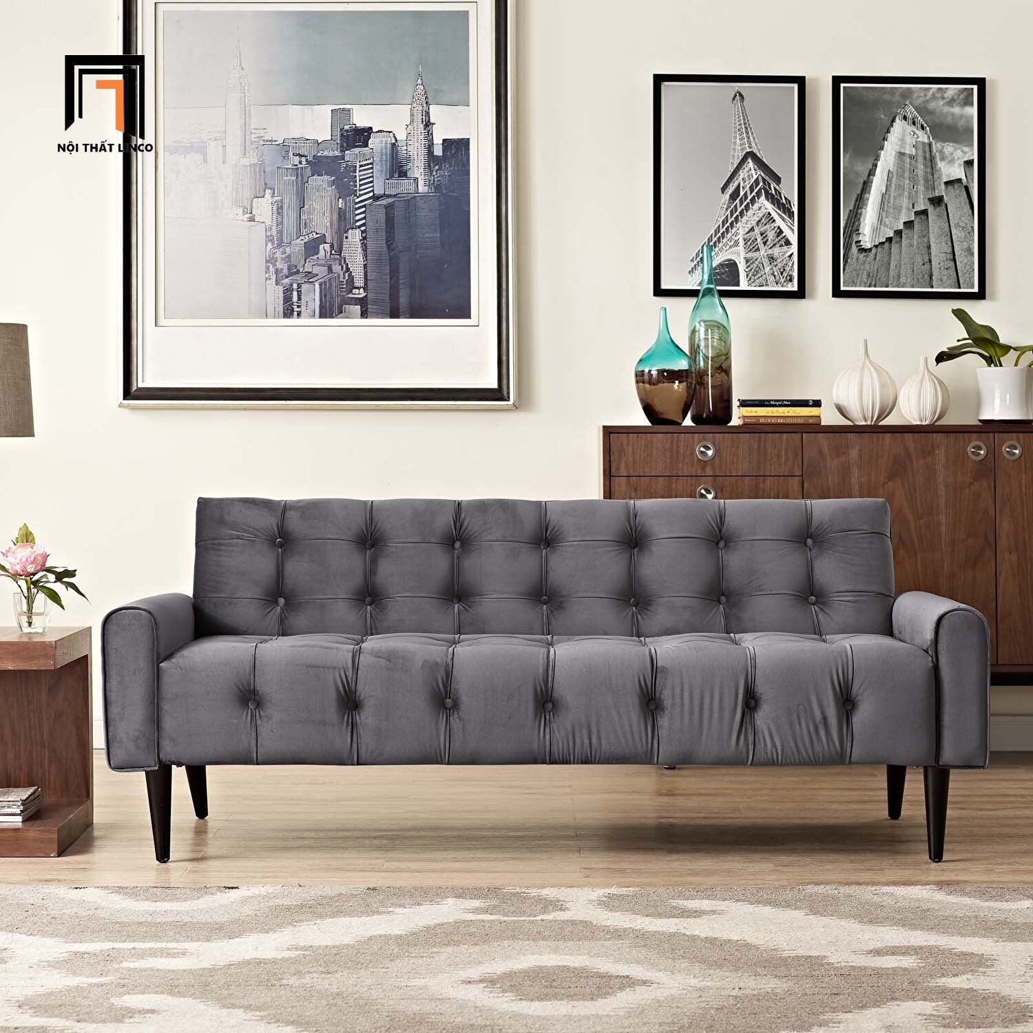 Ghế sofa bed bật giường nằm GB10 Marde dài 2m vải nhung