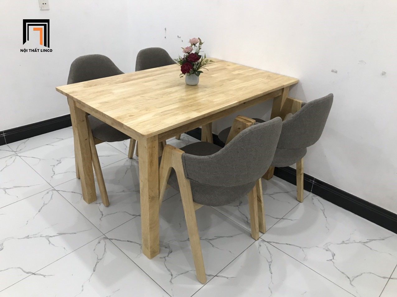 Bộ bàn ghế ăn gỗ giá rẻ 7-KH4-G5-B108-go cho nhà bếp nhỏ