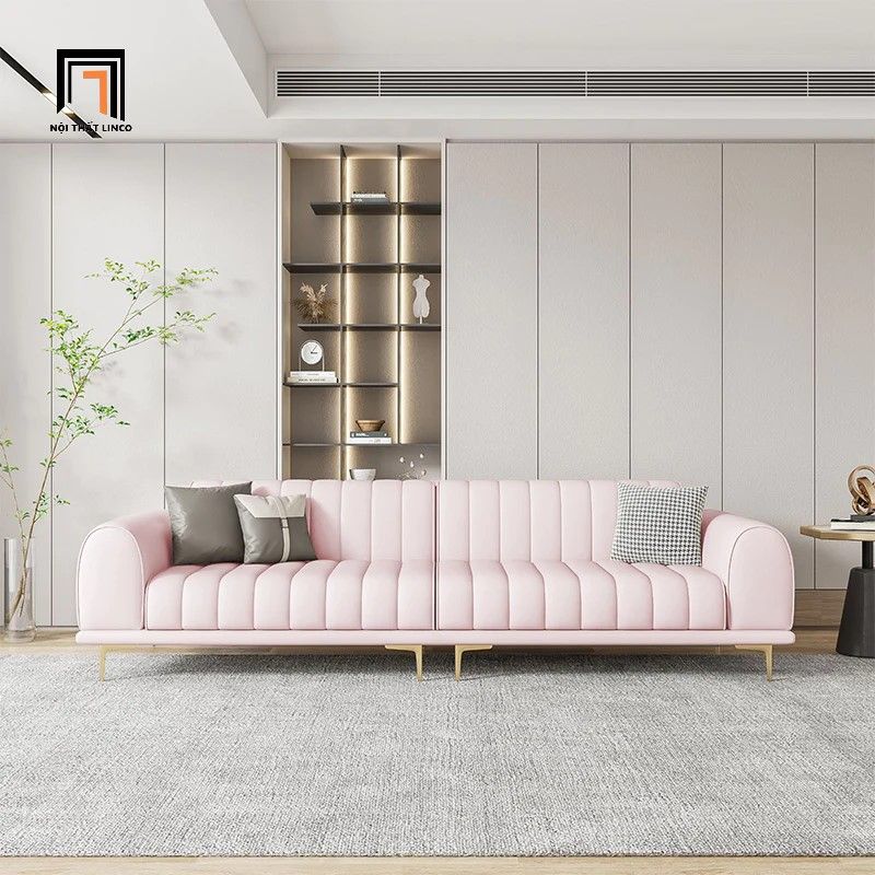 Ghế sofa băng da công nghiệp BT116 Palau dài 2m6 xám trắng