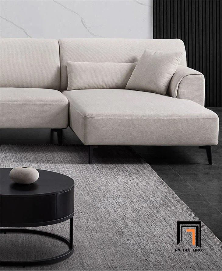 Sofa góc L 2m4 x 1m6 chung cư GT248 Hilda vải nỉ xám trắng