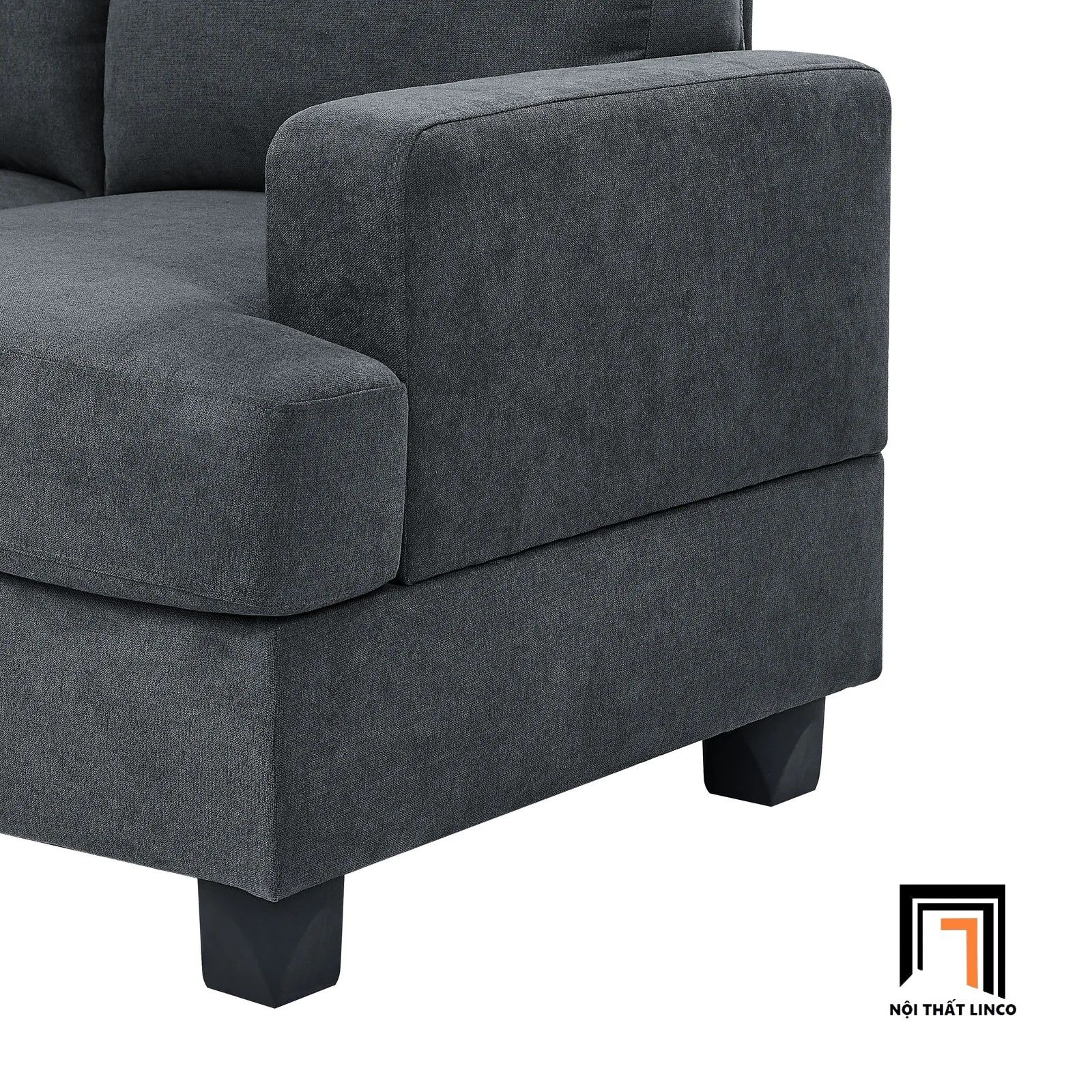 Bộ ghế sofa vải nỉ nhỏ KT8 Poll màu xám đen giá rẻ
