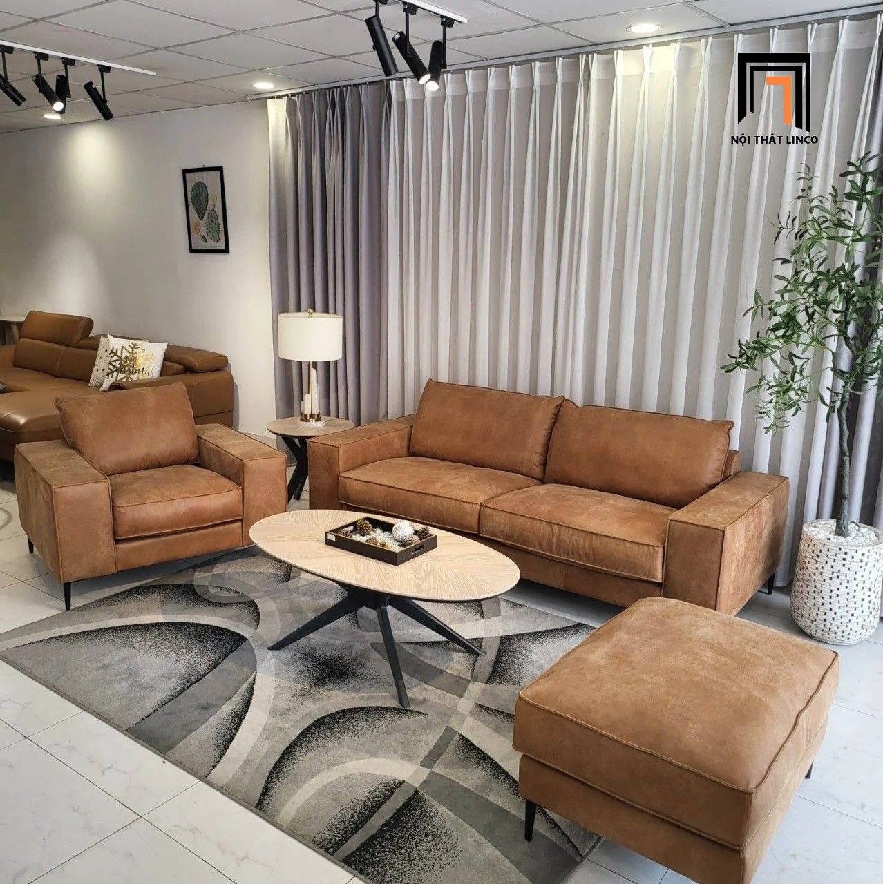Bộ ghế sofa phòng khách sang trọng KT146 Mondazie bọc da giả