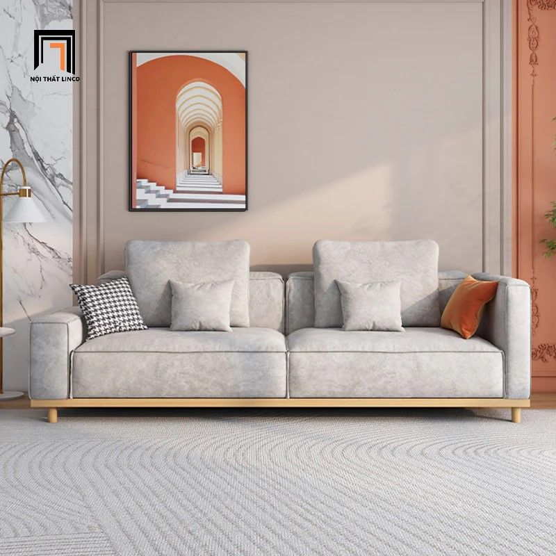 Ghế sofa băng nỉ màu xám ghi BT339 Helgafell 2m3 gia đình
