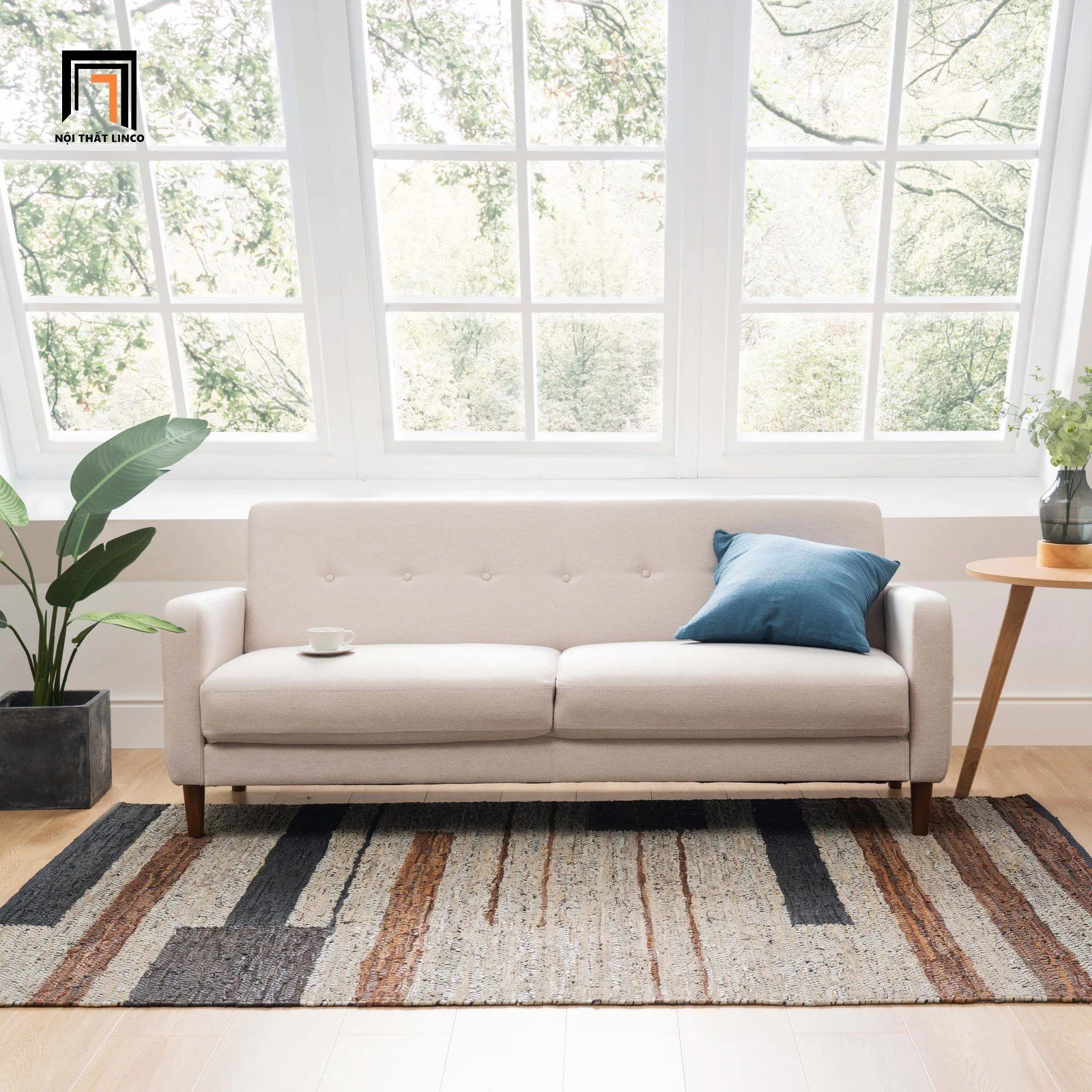 Ghế sofa băng vải nỉ màu xanh dương BT207 Adair dài 1m8