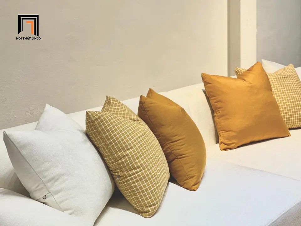Ghế sofa văng nỉ dài 2m2 BT79 Colaxing màu trắng kem