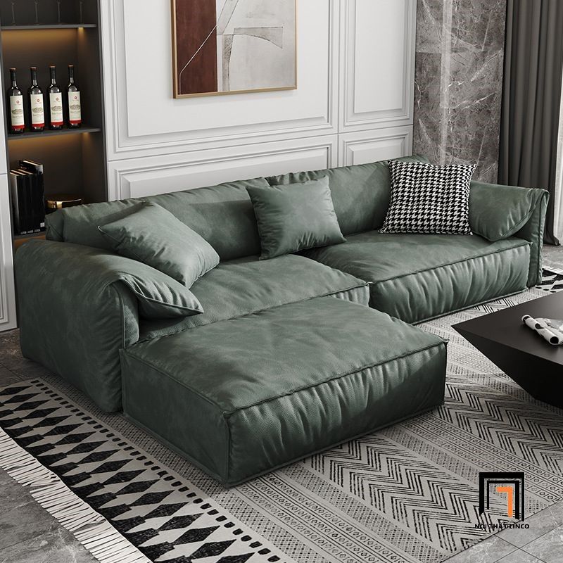 Bộ ghế sofa văn phòng cao cấp KT80 Mariubo da giả xanh lá