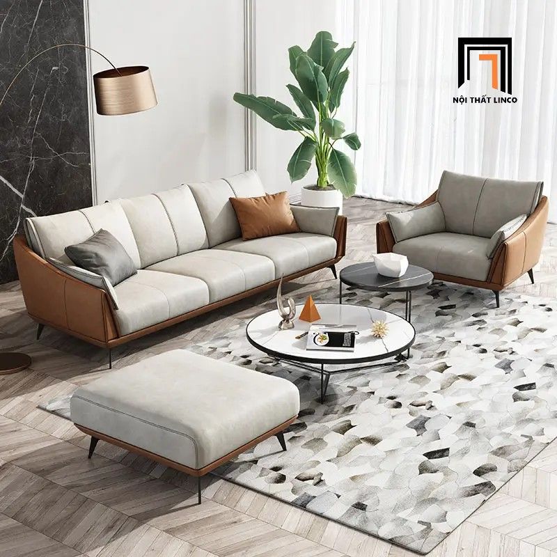 Bộ ghế sofa phòng khách sang trọng KT22 Ege phối màu da Pu