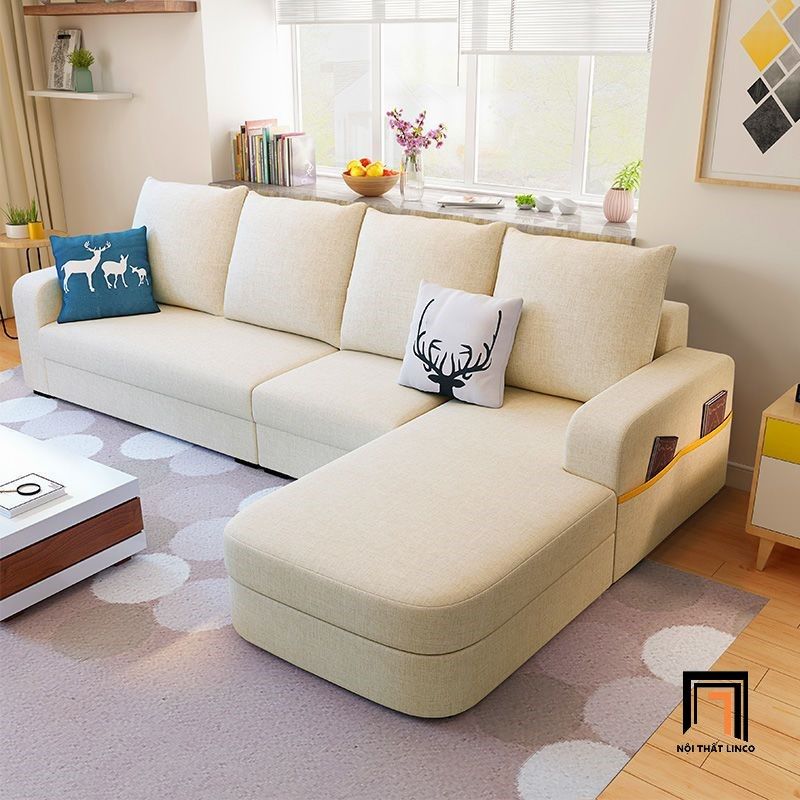 Bộ ghế sofa góc chữ L 2m8 x 1m6 GT122 Narod vải nỉ giá rẻ
